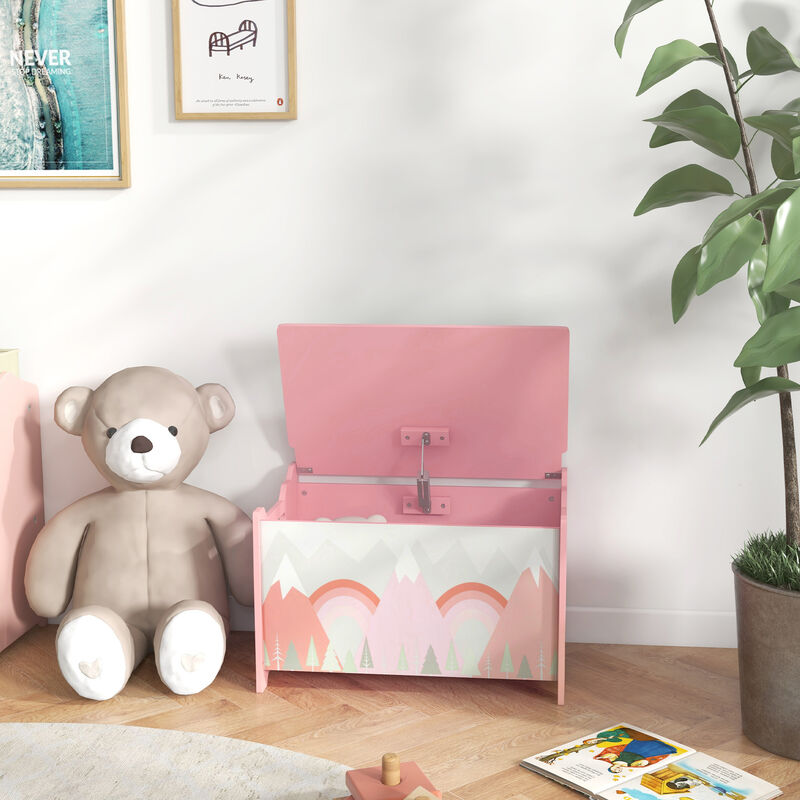 Toy Box with Lid, Toy Chest Storage Organizer for Bedroom, Pink