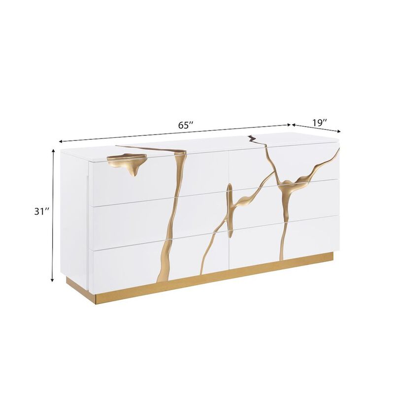 Lacquered Dresser with Striking Crack Accents Base image number 7