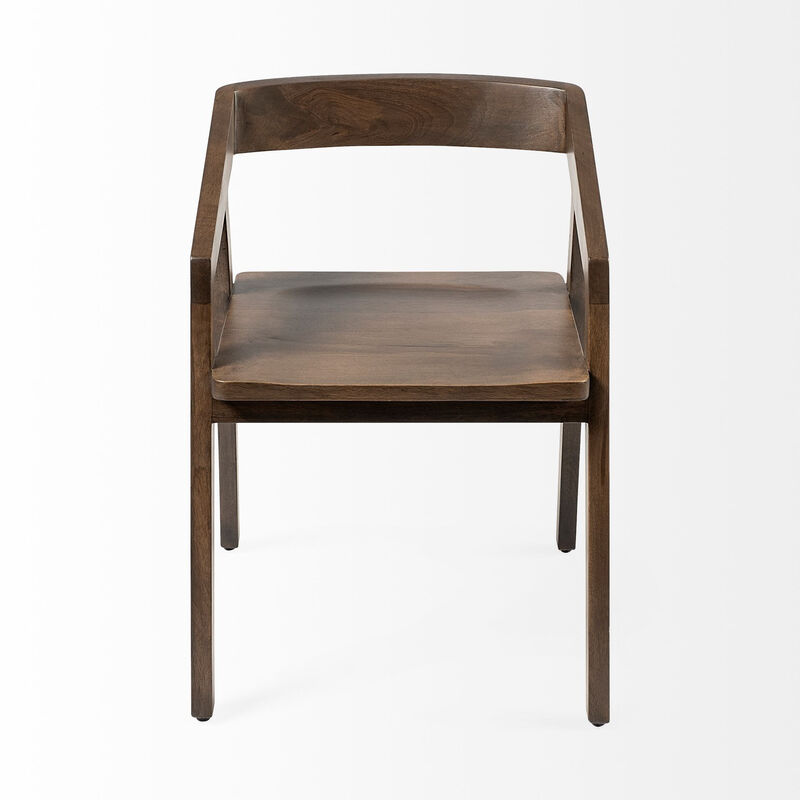 HomeRoots Set Of Two Brown Wood Open Back Arm Chairs image number 0