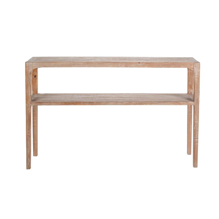 Tuley Sofa Console Table, Storage Shelf, Pine Wood, Gray, 48 Inch