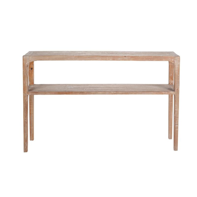 Tuley Sofa Console Table, Storage Shelf, Pine Wood, Gray, 48 Inch