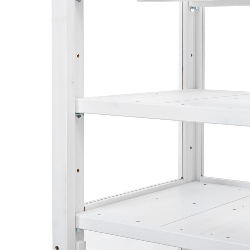 Wood Garden Greenhouse with Portable Cold Frame, Movable Storage & Adjustable Shelves