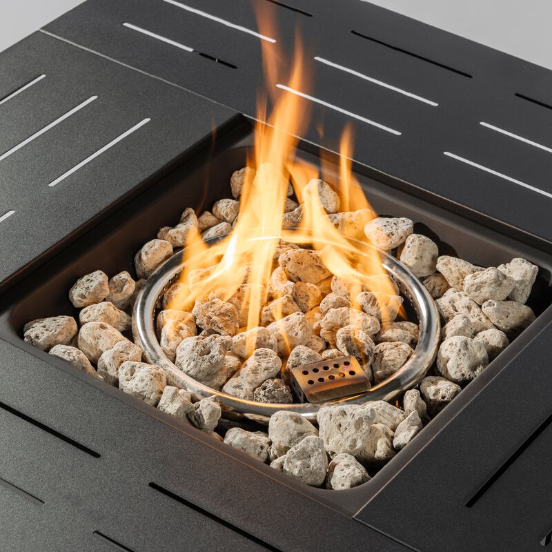 34" Propane Gas Fire Pit Table, 50000 BTU Rectangular Steel Fire Pit for Outside Patio Deck Garden Courtyard