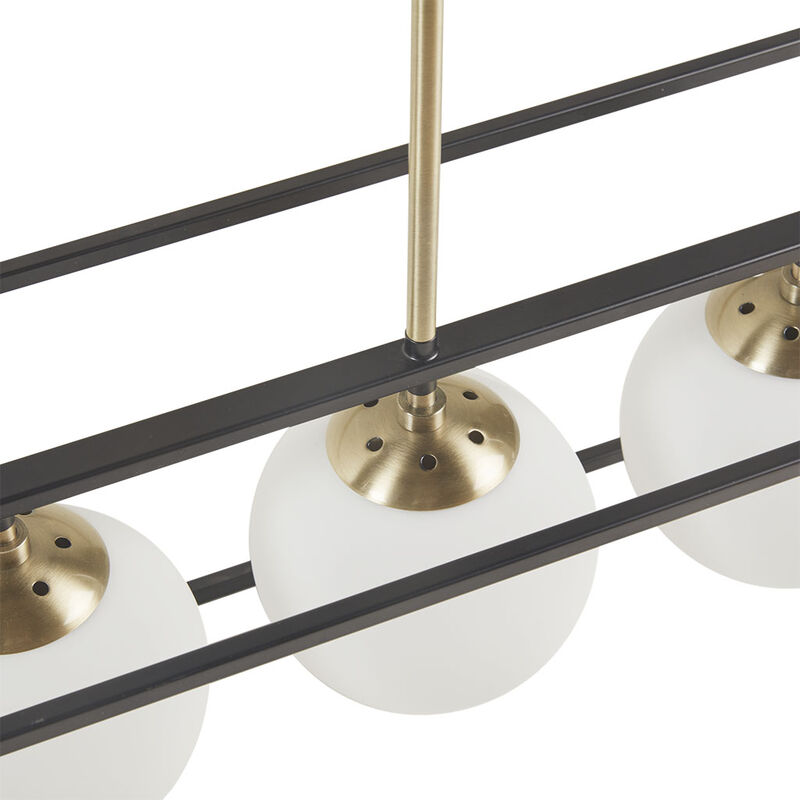 Gracie Mills Anastasia Industrial 6-Light Chandelier with Frosted Glass Globes