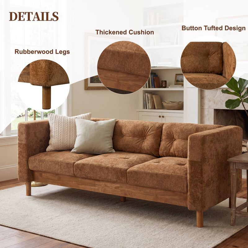 Jubpaf 78" Modern 3 Seater Sofa Chenille image number 2