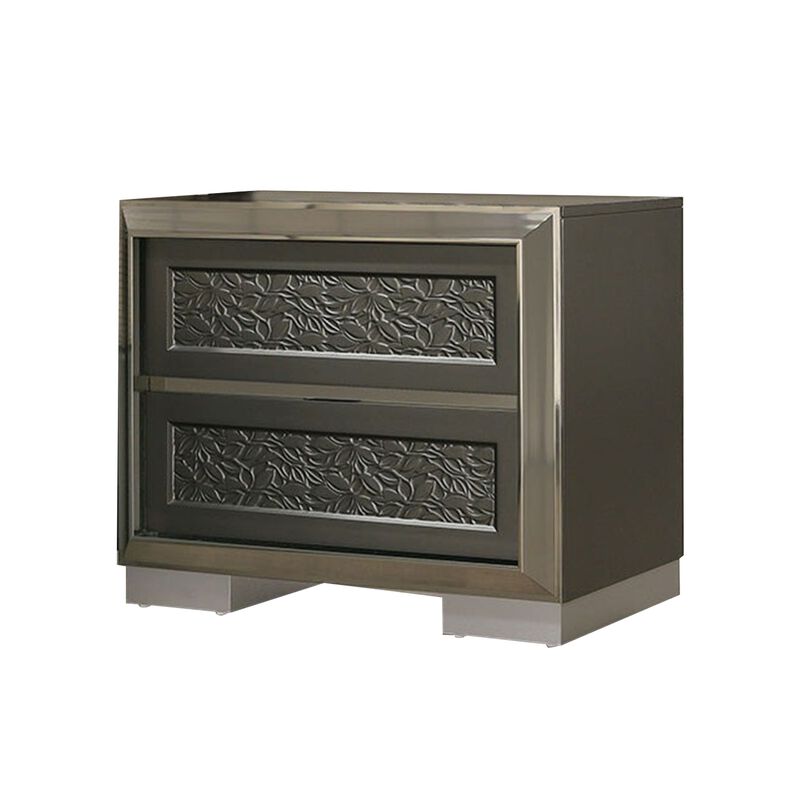 3pc King Bedroom Set, Dark Gray, Taupe Gray, White Wood, 2 Nightstands image number 3