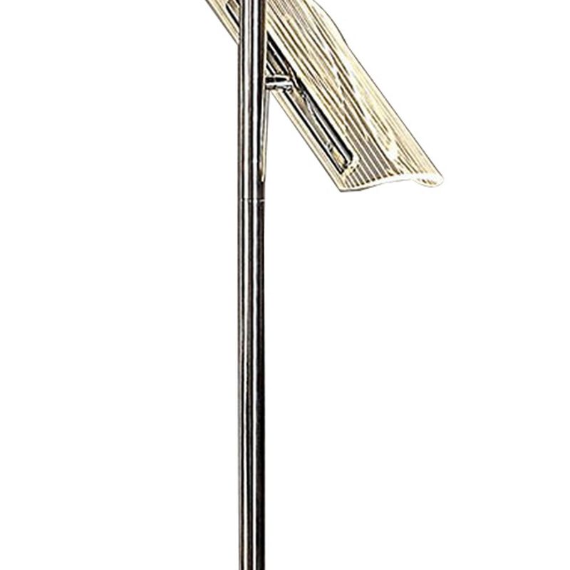 Spark 62 Inch Floor Lamp, 3 Cylindrical Glass Shades, Bright Nickel, Silver - Benzara