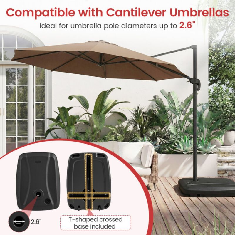 225 LBS Cantilever Patio Umbrella Base with Wheels and Crossed Base image number 5