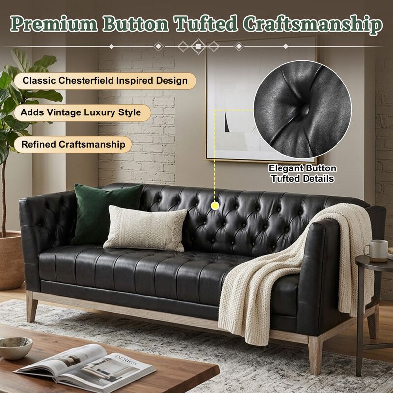 Jitrap Mid Century Modern Chesterfield Sofa image number 3