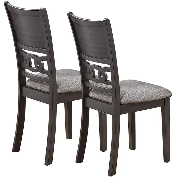 Dining Room Furniture Grey Finish Set of 2 Side Chairs Cushion Seats Unique Back Kitchen Breakfast Chairs