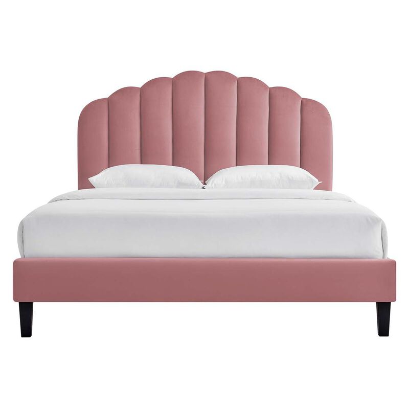 Daisy Performance Velvet Queen Platform Bed image number 2