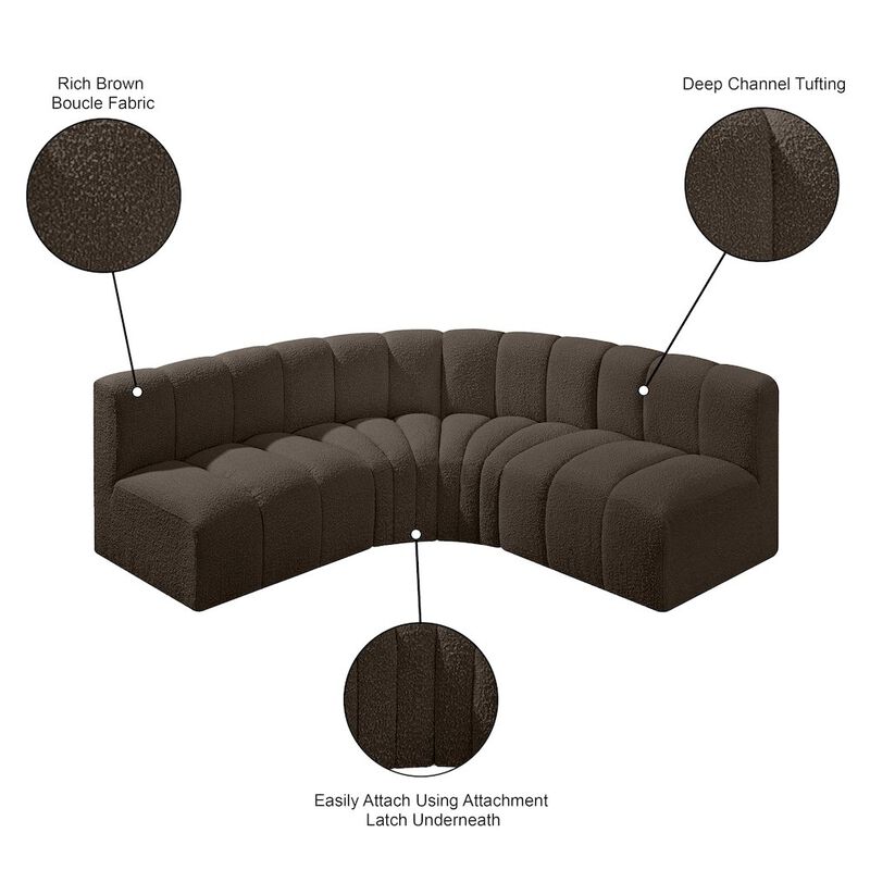 Meridian Furniture Arc Brown Boucle Fabric Modular Sofa