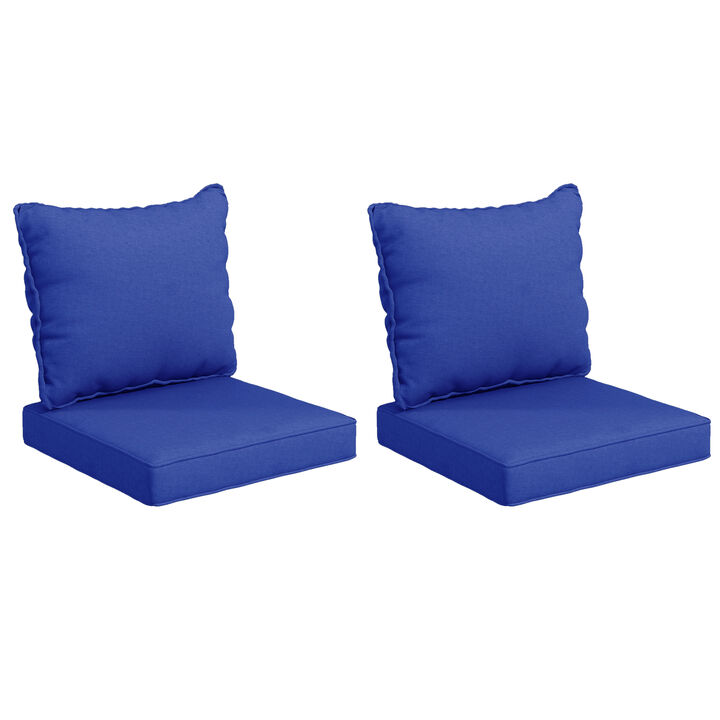 Indoor Outdoor Chair Cushions with Backrest for Garden Furniture, Blue