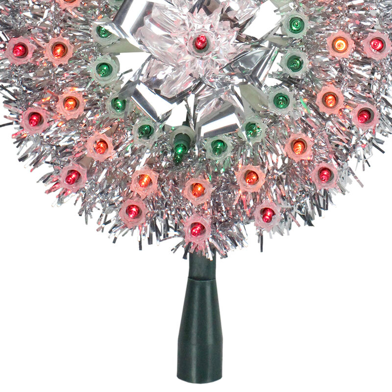 8" Pre-Lit Silver Starburst Christmas Tree Topper - Multicolor Lights image number 2