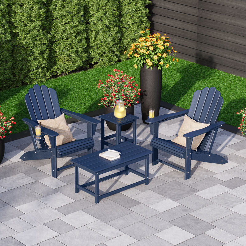 WestinTrends 4-Piece Adirondack Chairs with Cup Holders and Table Set