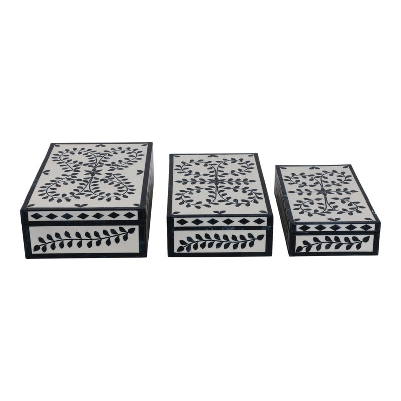 S/3 Blue Petals Boxes image number 2