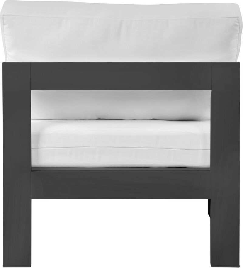 Meridian Furniture Nizuc White Water Resistant Fabric Outdoor Patio Aluminum Armless Chair