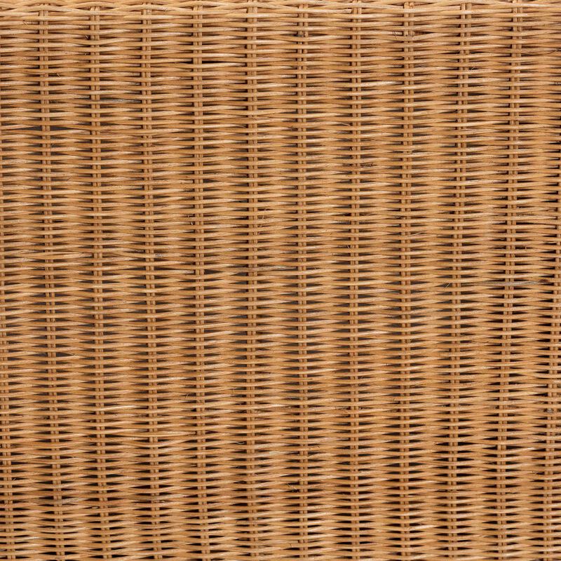 bali & pari Reiko Handwoven Natural Rattan Bench with Scalloped Detailing &ndash; Boho Farmhouse Entryway, Bedroom, or Living Room Accent Seating