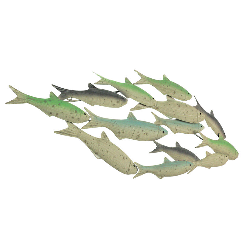 28 Inch Metal Tropical School Of Fish Wall Art Sculpture Hanging Nautical Art image number 1