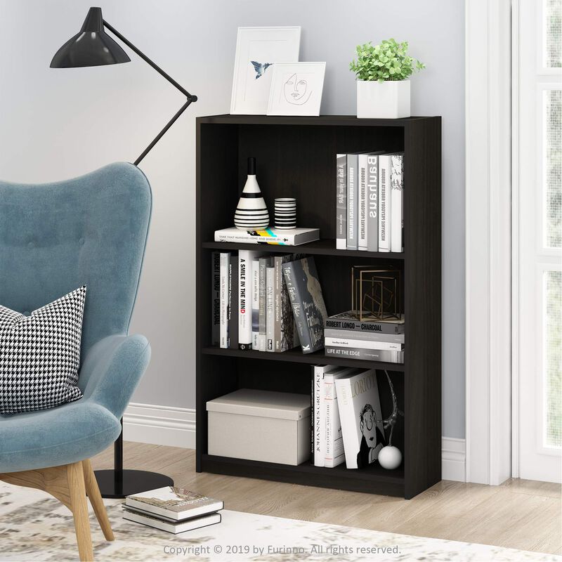 Furinno JAYA Simple Home 3-Shelf Bookcase, CC Espresso