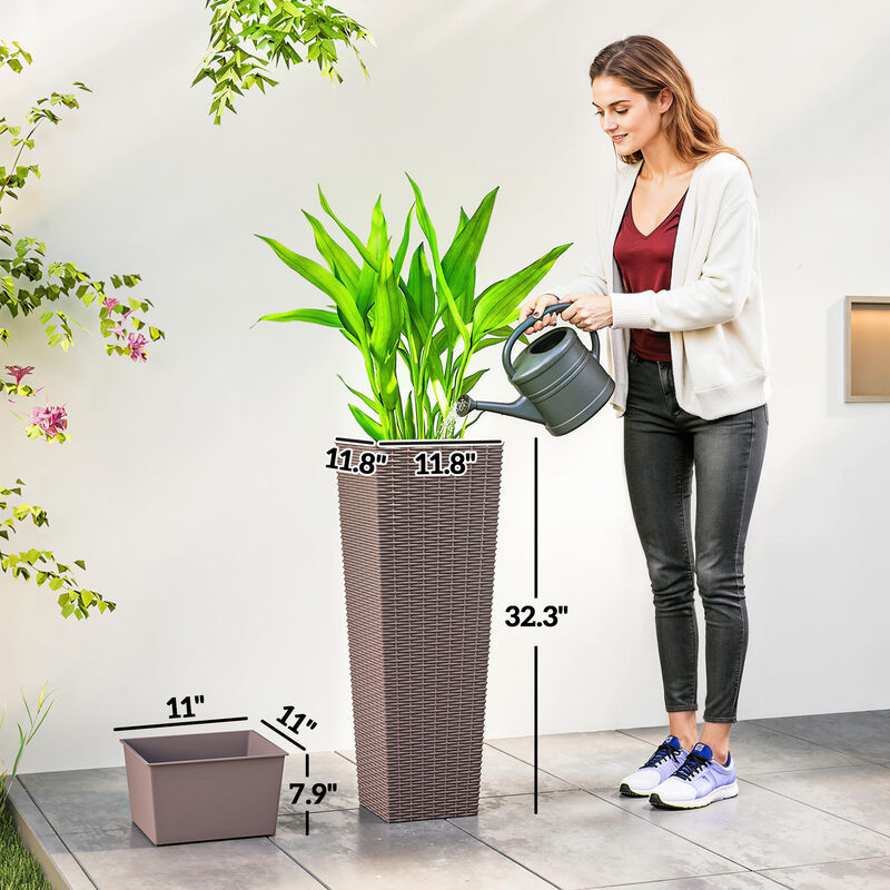 Hivvago 32 Inch Tall Planters for Porch & Garden image number 2