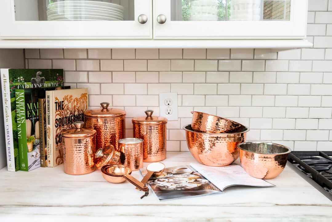 4‑Piece Stainless Steel Measuring Cups, Copper Finish