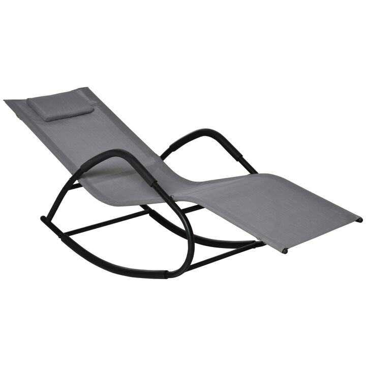 Garden Rocking Sun Lounger Outdoor Zero-gravity Reclining Rocker Lounge Chair for Patio, Deck, Poolside Sunbathing, Grey