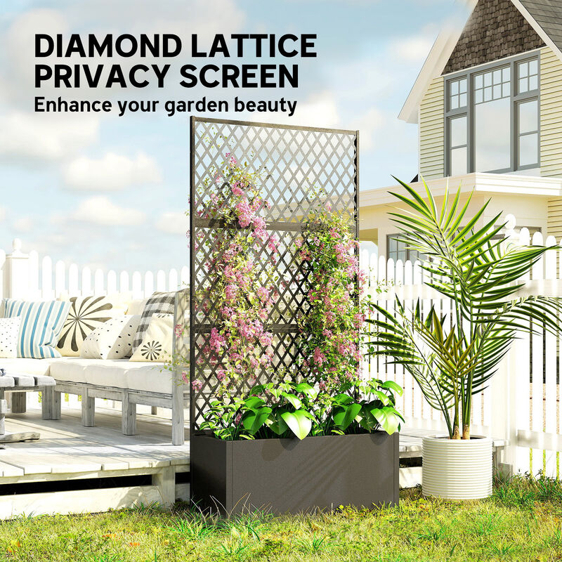 Hivvago Diamond Lattice Metal Garden Bed with Trellis image number 4