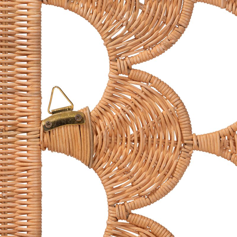 bali & pari Felician Natural Rattan Standalone Headboard - Handwoven Wicker Panel Headboard with Scalloped Fan Motif, Queen image number 3