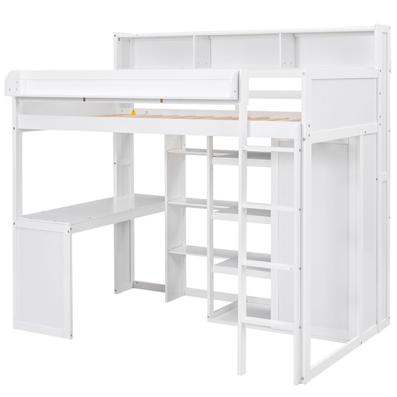 Merax Loft Bed with Wardrobe