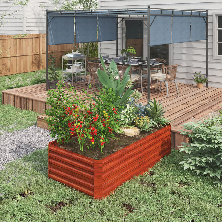Hivvago Outdoor Steel Raised Garden Planter with Reinforced Rods