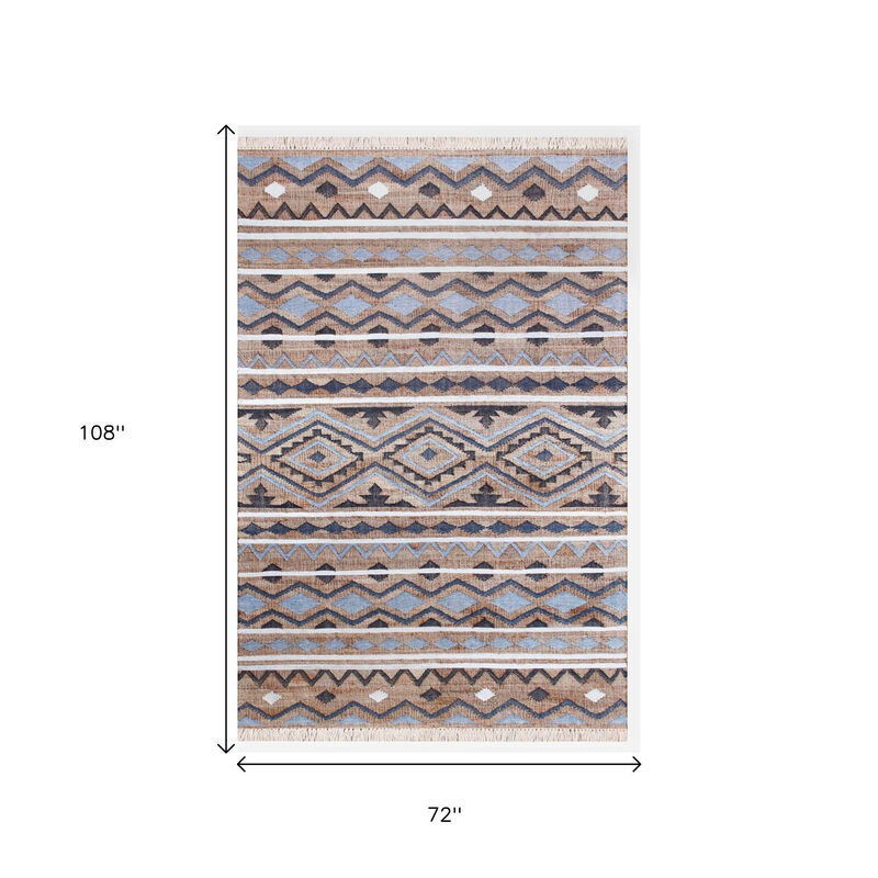 HomeRoots Geometric Hand Woven Area Rug With Fringe image number 2