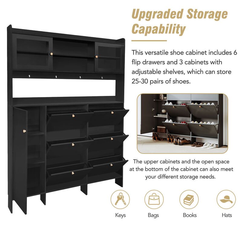 Merax 6 Flip Drawers Shoe Cabinet with Storage Shelf