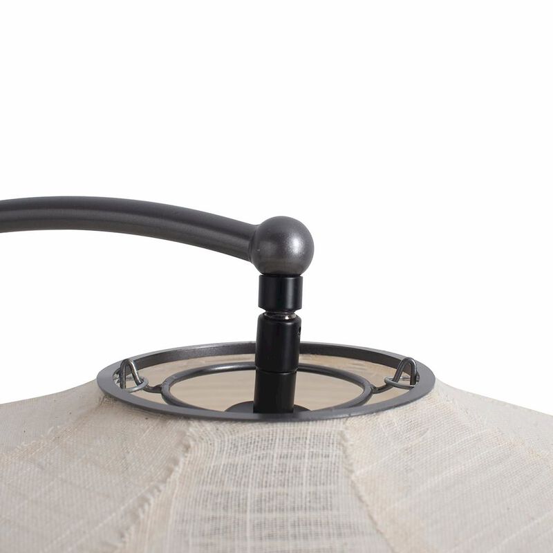 NOVA OF CALIFORNIA Roswell Table Lamp - Matte Black & Gunmetal Finish, White Linen Shade