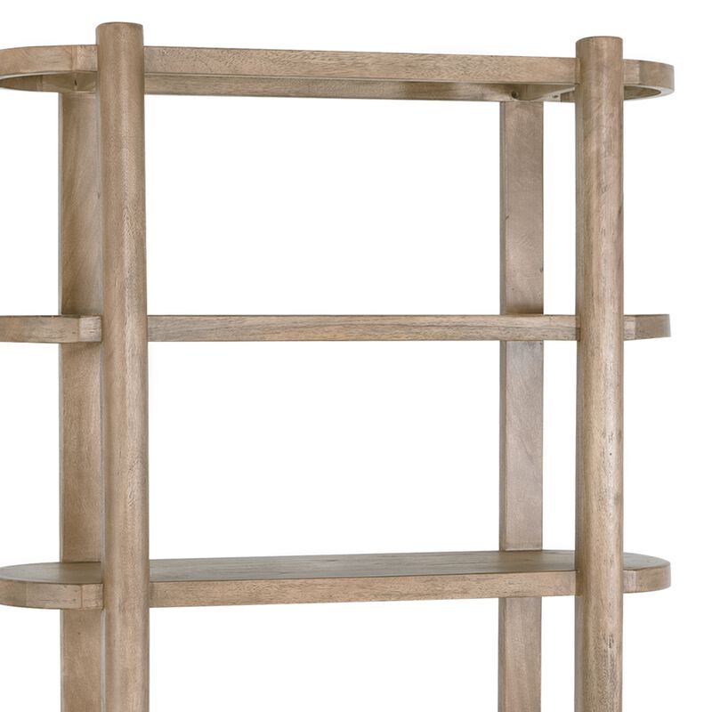 Eray Bookcase, 4 Tier Oval Shelves, Teak, Mango Wood, 71 Inch