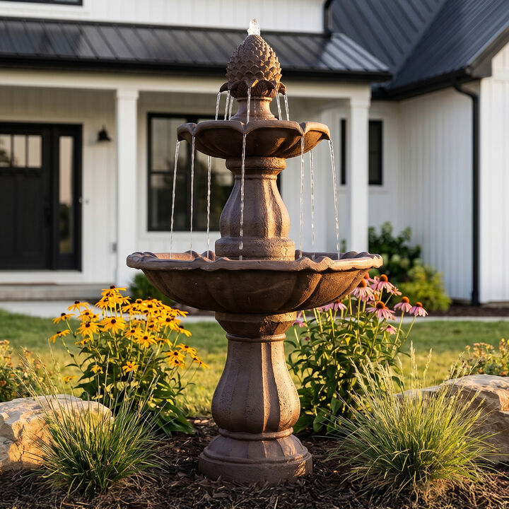 Sunnydaze Curved Plinth Polyresin Outdoor 2-Tier Water Fountain