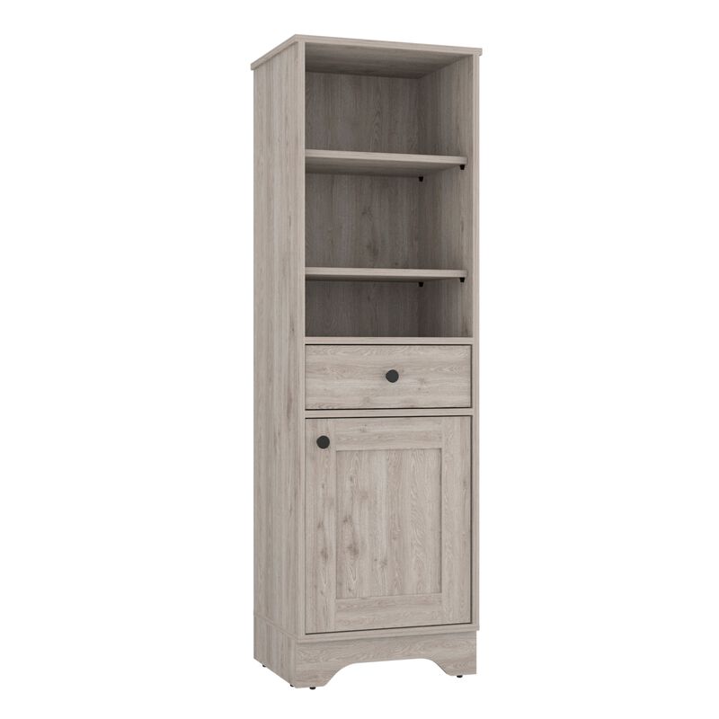 St. Clair Linen Cabinet, Two Interior  Shelves, Two Open Shelves, Single Door -Light Gray image number 1