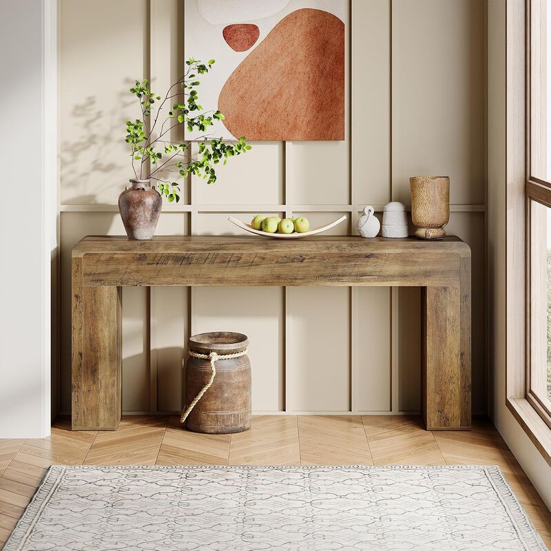 Tribesigns Country Rustic Wood Console Table image number 5