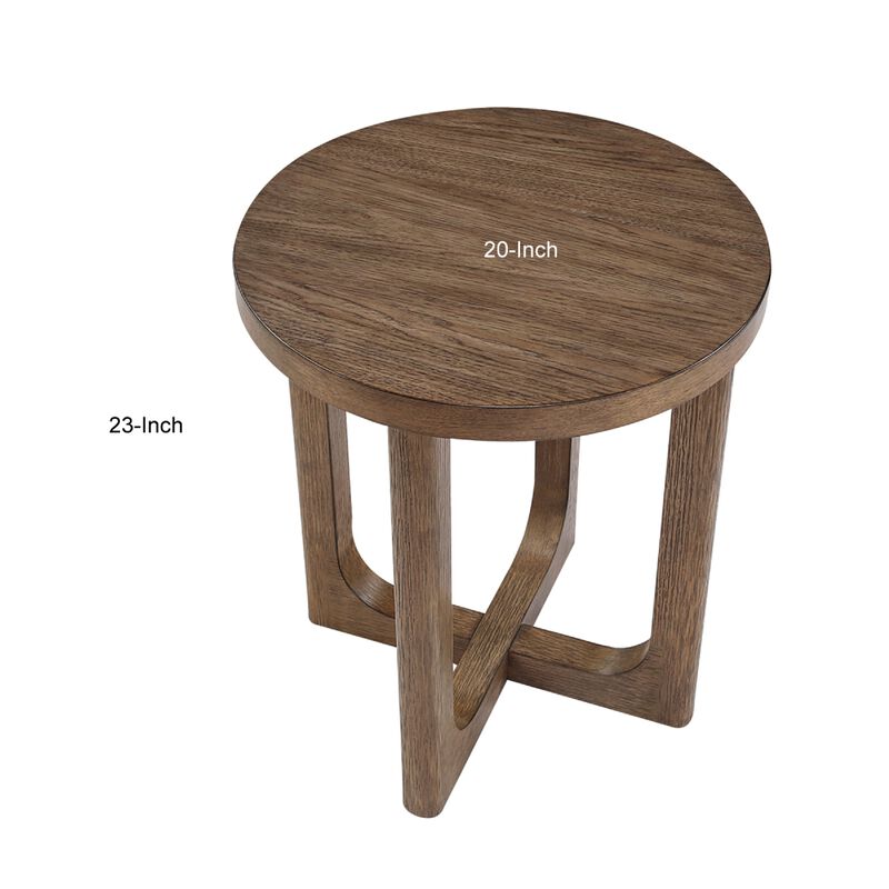 Bly Side End Table, Round Top, X base, Transitional Light Brown 20 Inch image number 7