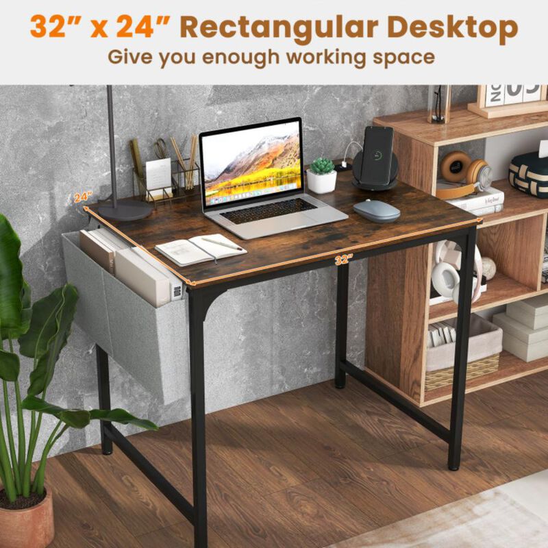Hivvago Home Office Desk with Charging Station Storage Bag and Headphone Hook