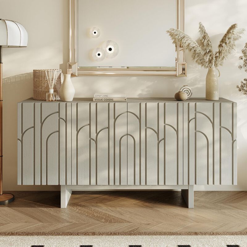 Clihome 63"Sideboard Buffet Cabinet with Adjustable Shelf