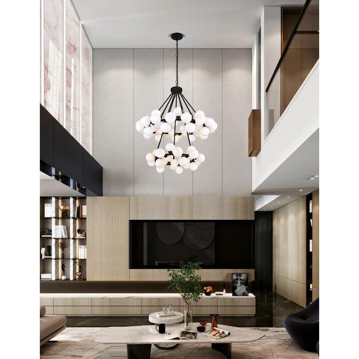Arya 70 Light Chandelier With Black Finish