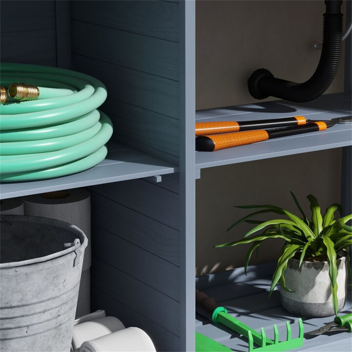 Garden Work Bench with Open Shelves &ndash; Outdoor Potting Table & Storage for Tools