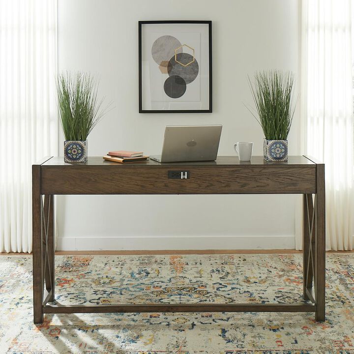 Liberty Furniture Lennox Console Bar Table in Weathered Chestnut