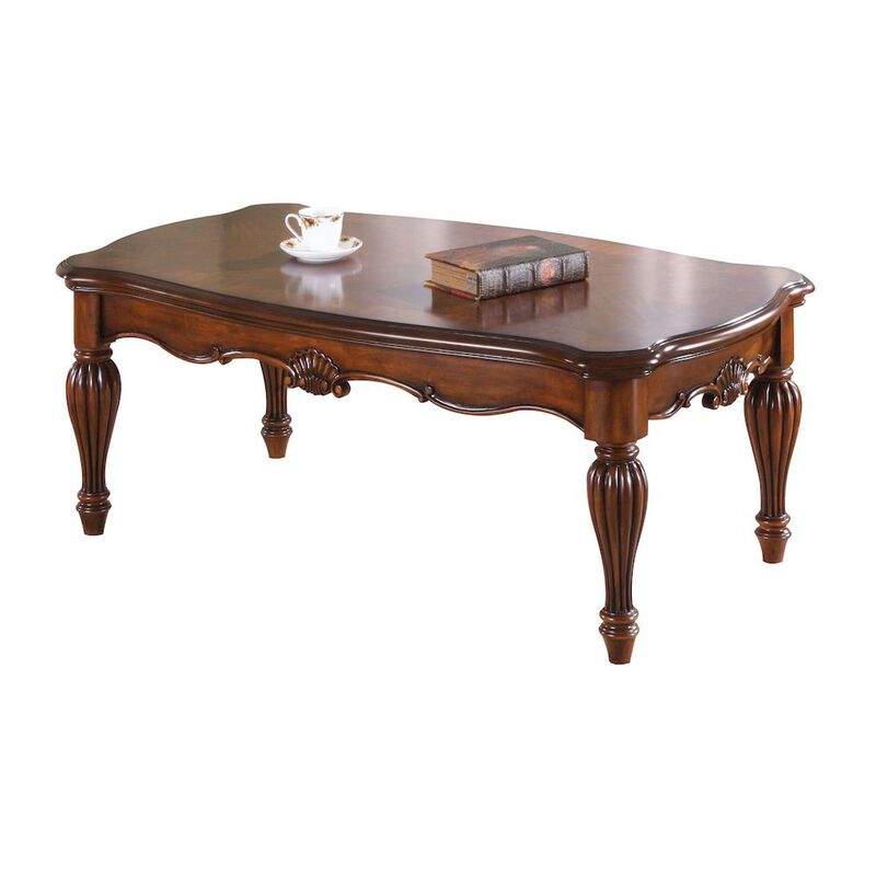 Plethoria Home Cherry Rectangle Coffee Table with Turned Legs