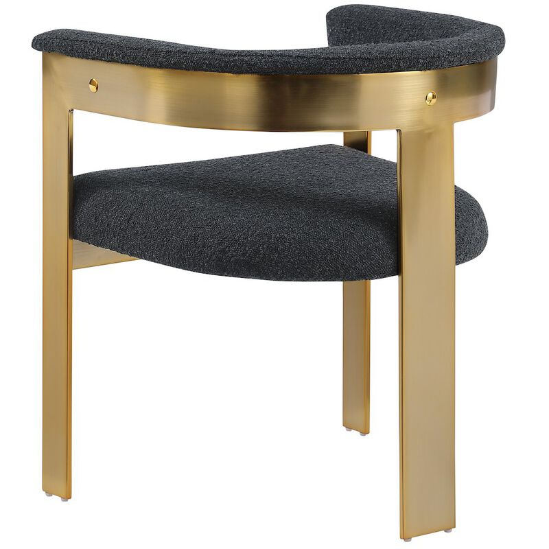 Meridian Furniture Romeo Black Boucle Fabric Dining Chair, Set of 2