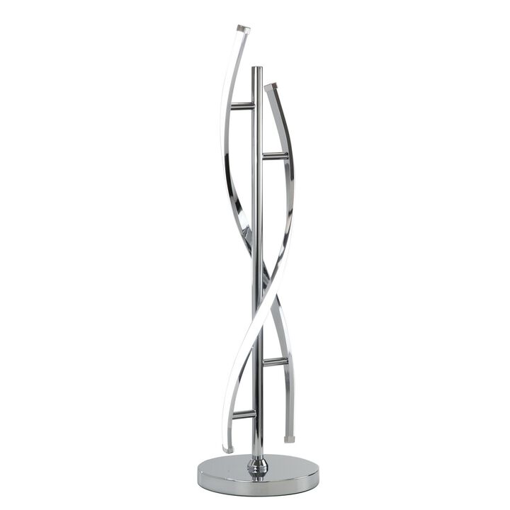 Jam 29 Inch Table Lamp, LED Light, Round Base, Accent Silver Metal Base - Benzara