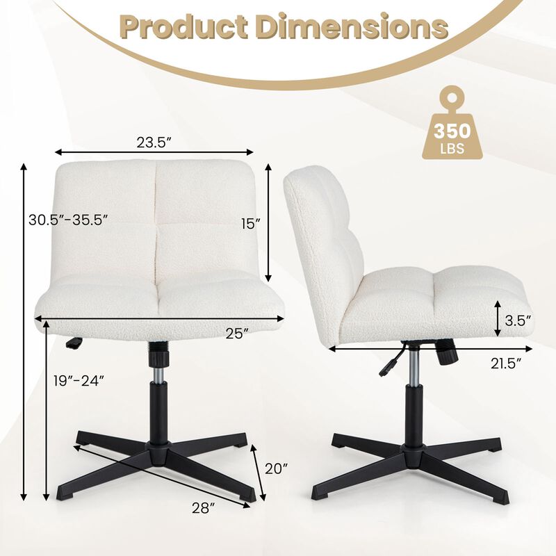 Costway Cross Legged Office Chair  Armless Office Desk Chair with Imitation Lamb Fleece