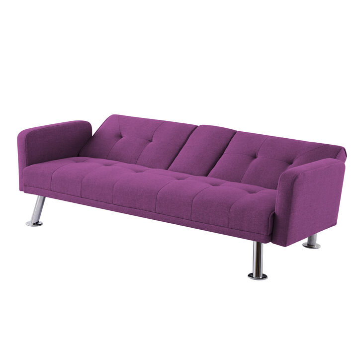Convertible Folding Sofa Bed with Armrest, Fabric Sleeper Sofa Couch for Living Room .