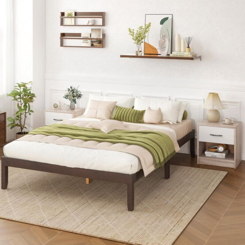 Hivvago Bedside Table Nightstand with Drawer and Open Storage Shelf